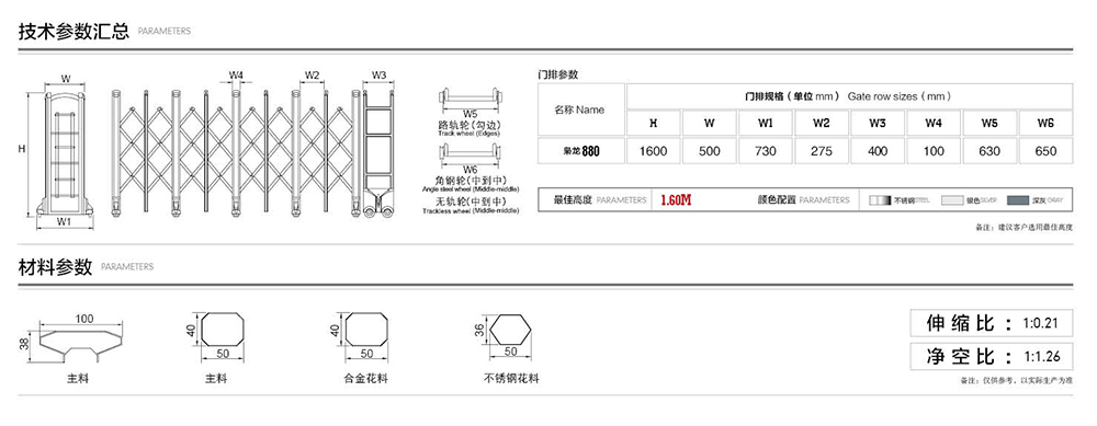 880梟龍系列電動(dòng)伸縮門參數(shù)